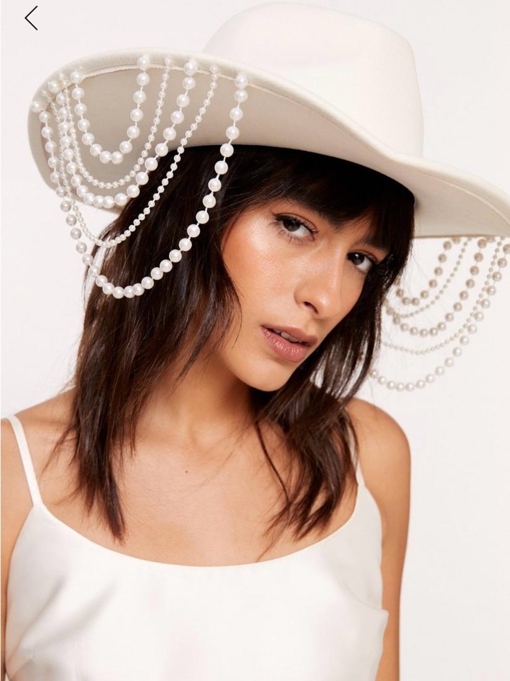 Ivory Pearl-Draped Cowboy Hat